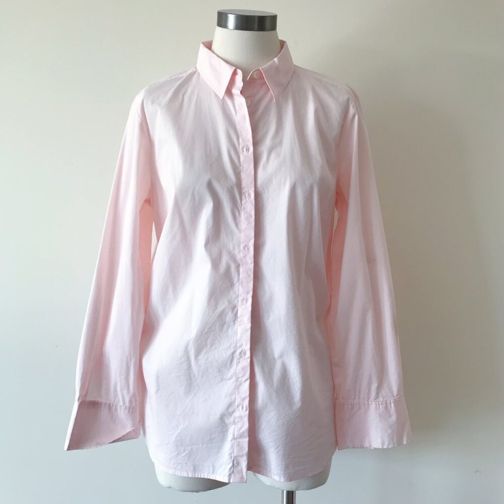 Ann Taylor button down blouse cotton shirt pink